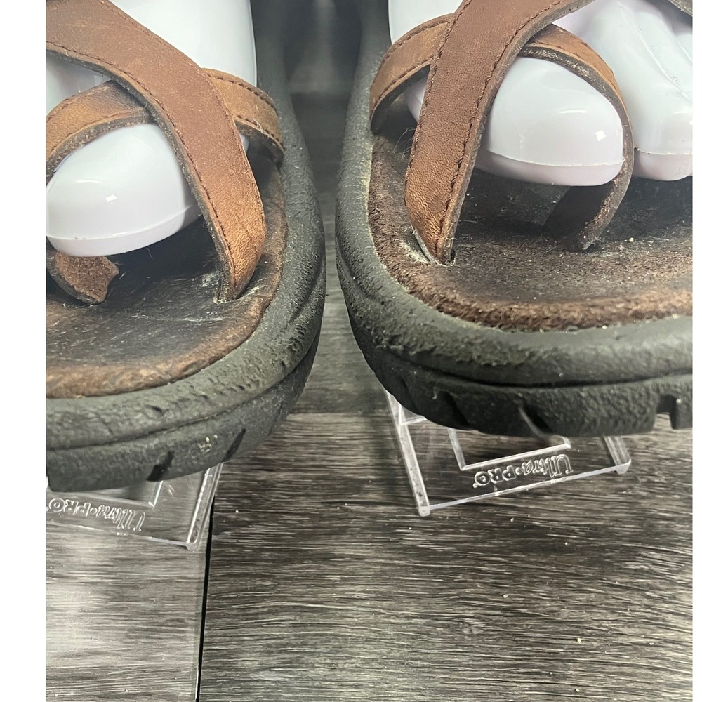 Teva Brown Leather Crisscross Slide Sandals - Picture 6 of 8